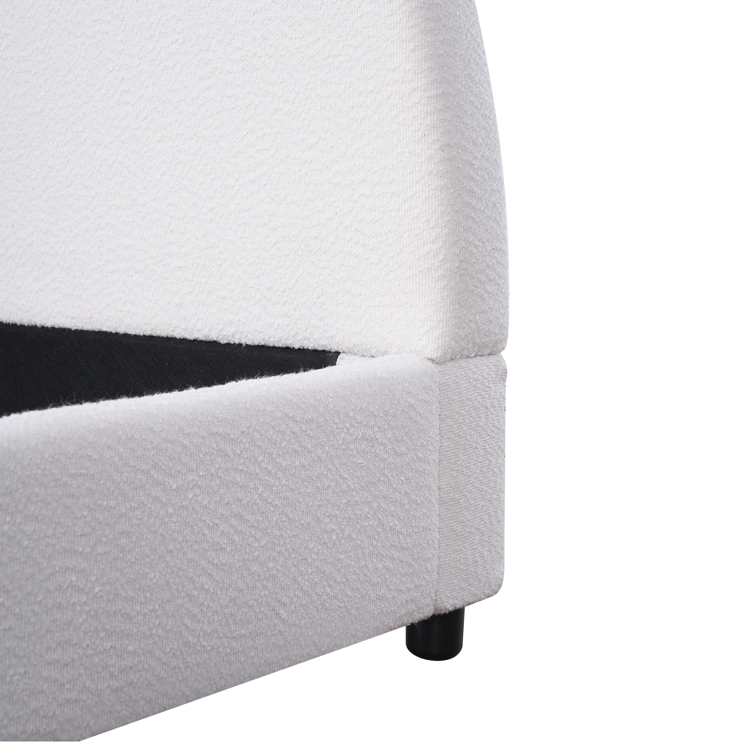 Christopher Knight Home Modern Boucle Upholstered Platform Bed with Thick Half-Round Headboard