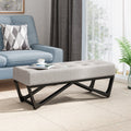 Christopher Knight Home Modern Upholstered Ottoman Bench with Tufted Waffle Stitch & Bentwood Base