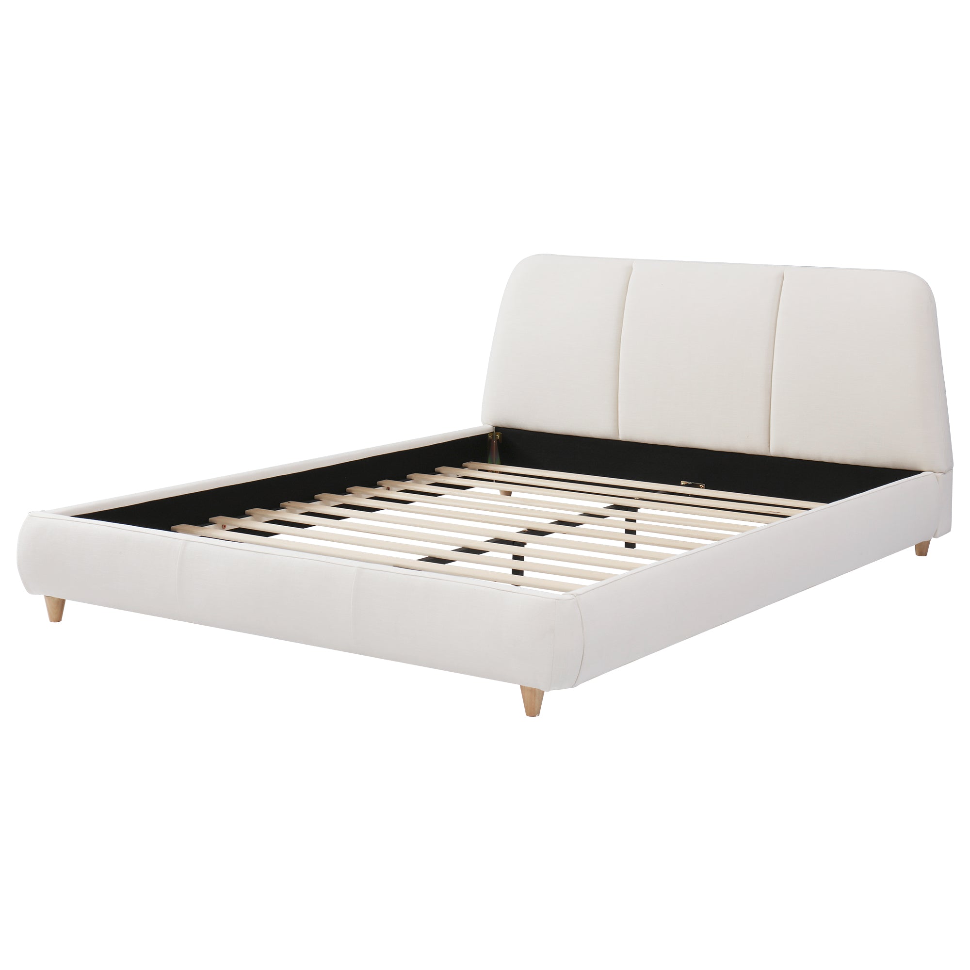 Christopher Knight Home Cotton Linen Upholstered Platform Bed with Solid Wood Legs & Metal Support Frame