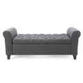 Contemporary Storage Ottoman Bench – Button-Tufted Diamond Stitch, Rolled Arms & Hidden Storage, 50” W