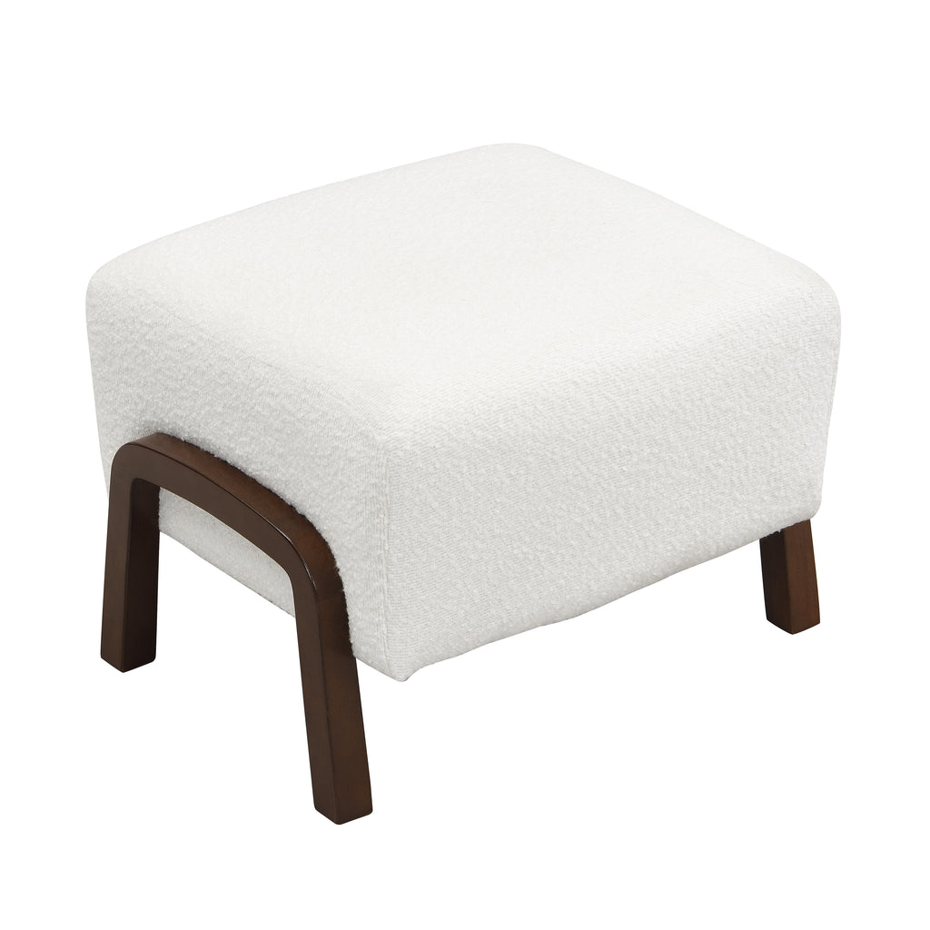 Boucle Storage Ottoman with Solid Wood Legs – Modern Upholstered Footrest & Accent Bench