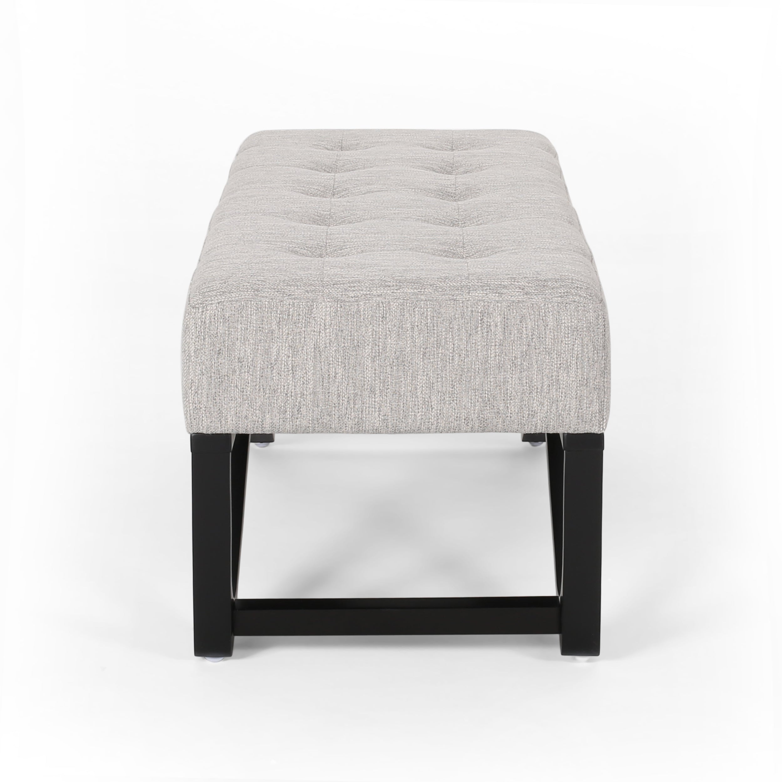 Christopher Knight Home Modern Upholstered Ottoman Bench with Tufted Waffle Stitch & Bentwood Base