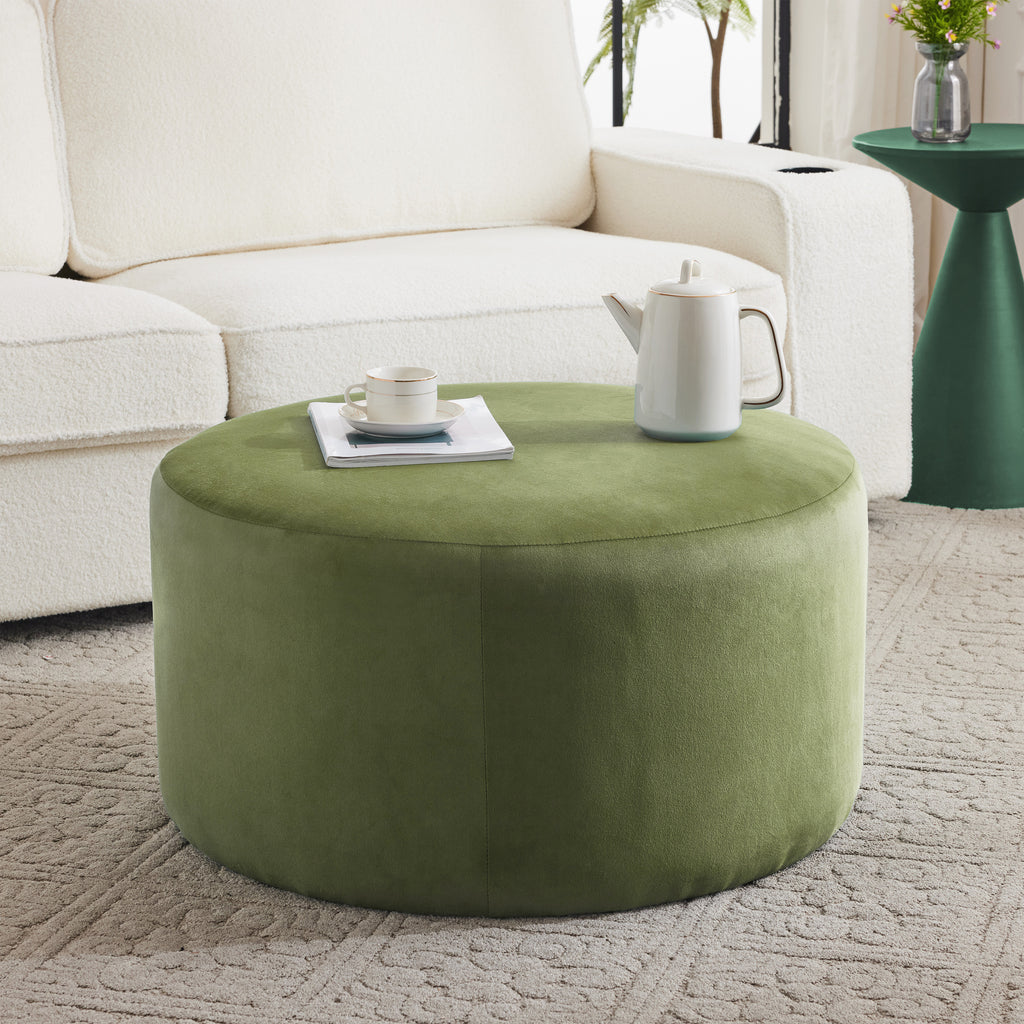 Christopher Knight Home Modern Round Velvet Ottoman – Living Room Footrest & Side Table