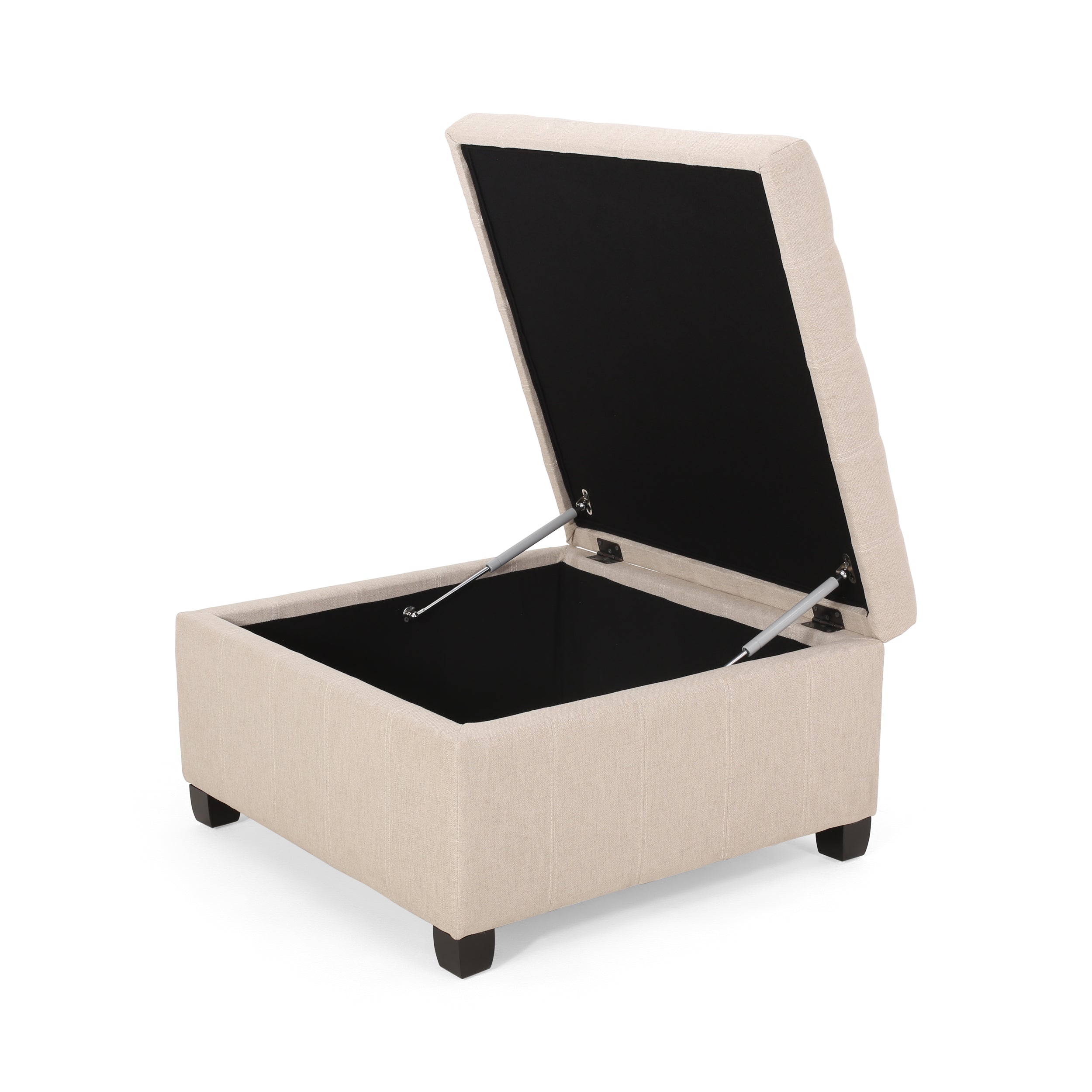 Tufted Square Storage Ottoman with Soft-Closing Hinges & Upholstered Lid