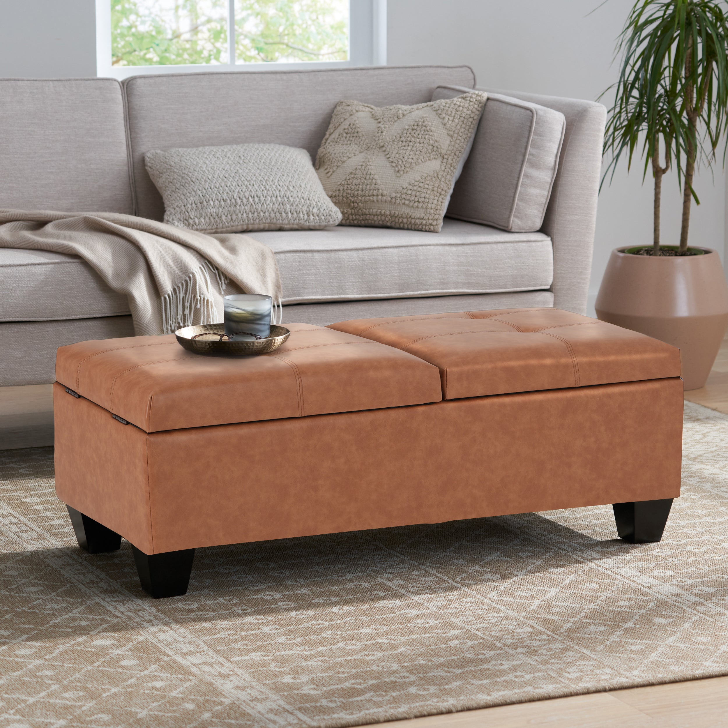 Modern Storage Ottoman with Cushioned Seat – Multifunctional Bench for Living Room, Bedroom & Small Spaces