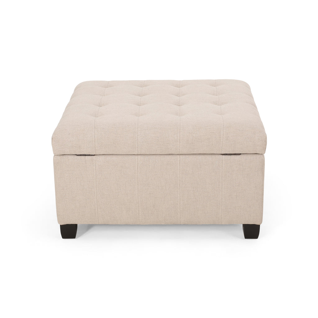 Tufted Square Storage Ottoman with Soft-Closing Hinges & Upholstered Lid