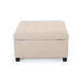 Tufted Square Storage Ottoman with Soft-Closing Hinges & Upholstered Lid