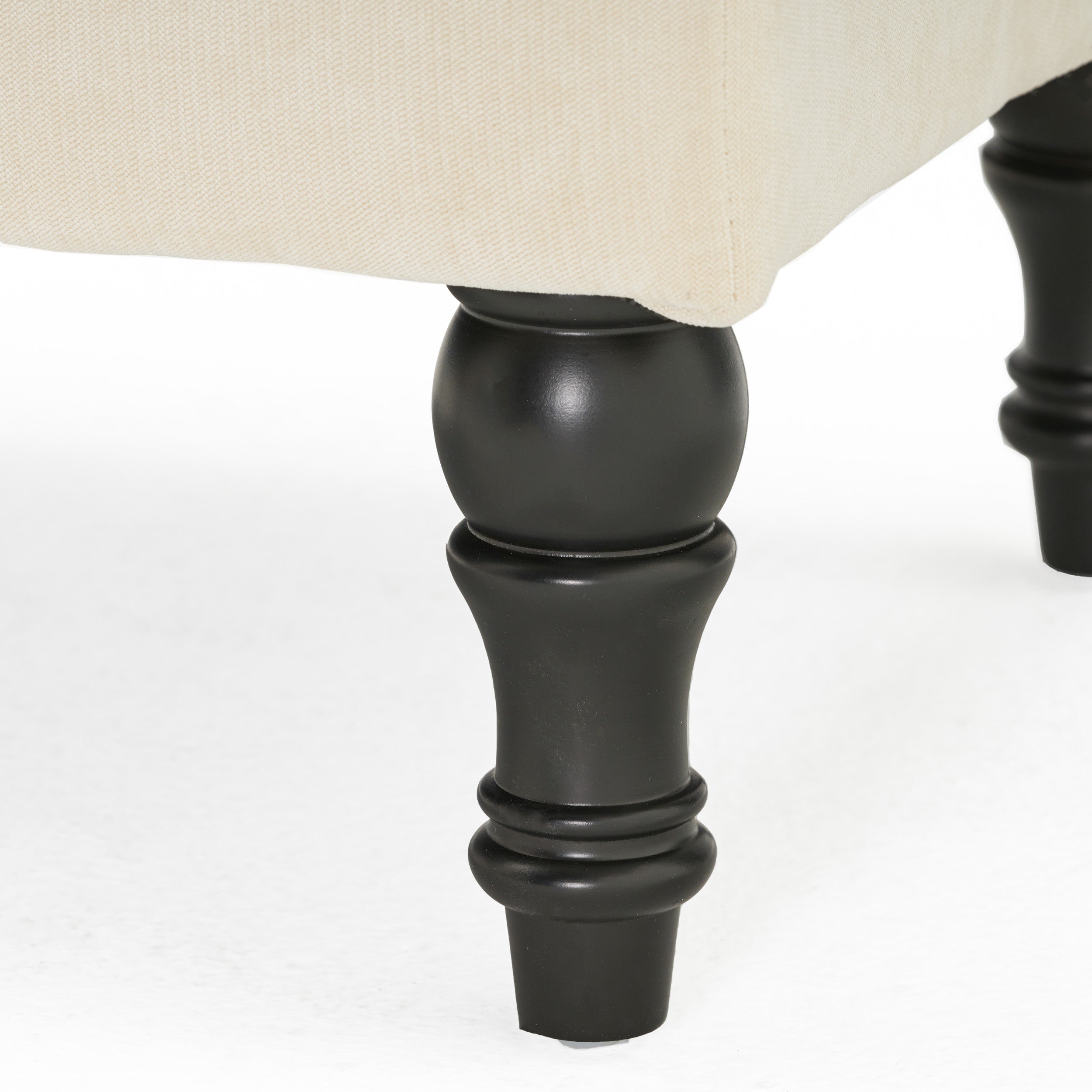 Christopher Knight Home Rectangular Tufted Pillow-Top Ottoman with Birchwood Frame & Turned Legs