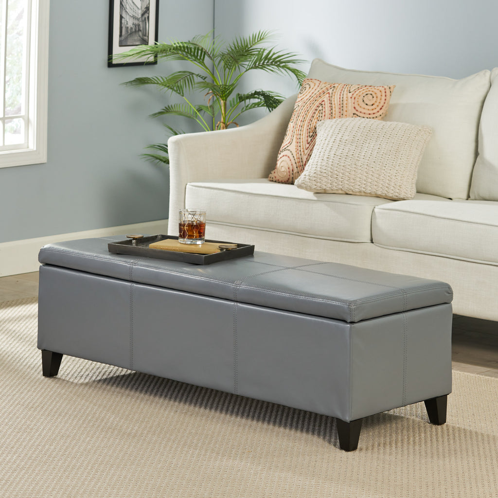 Christopher Knight Home 50" Faux Leather Tufted Storage Ottoman Bench with Hidden Storage