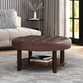 Christopher Knight Home 32" Round Ottoman with Button Tufting & Open Shelf – Modern Coffee Table