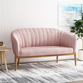 Mid-Century Modern Loveseat with Channel-Stitched Backrest & Rubberwood Legs – Upholstered Small Sofa