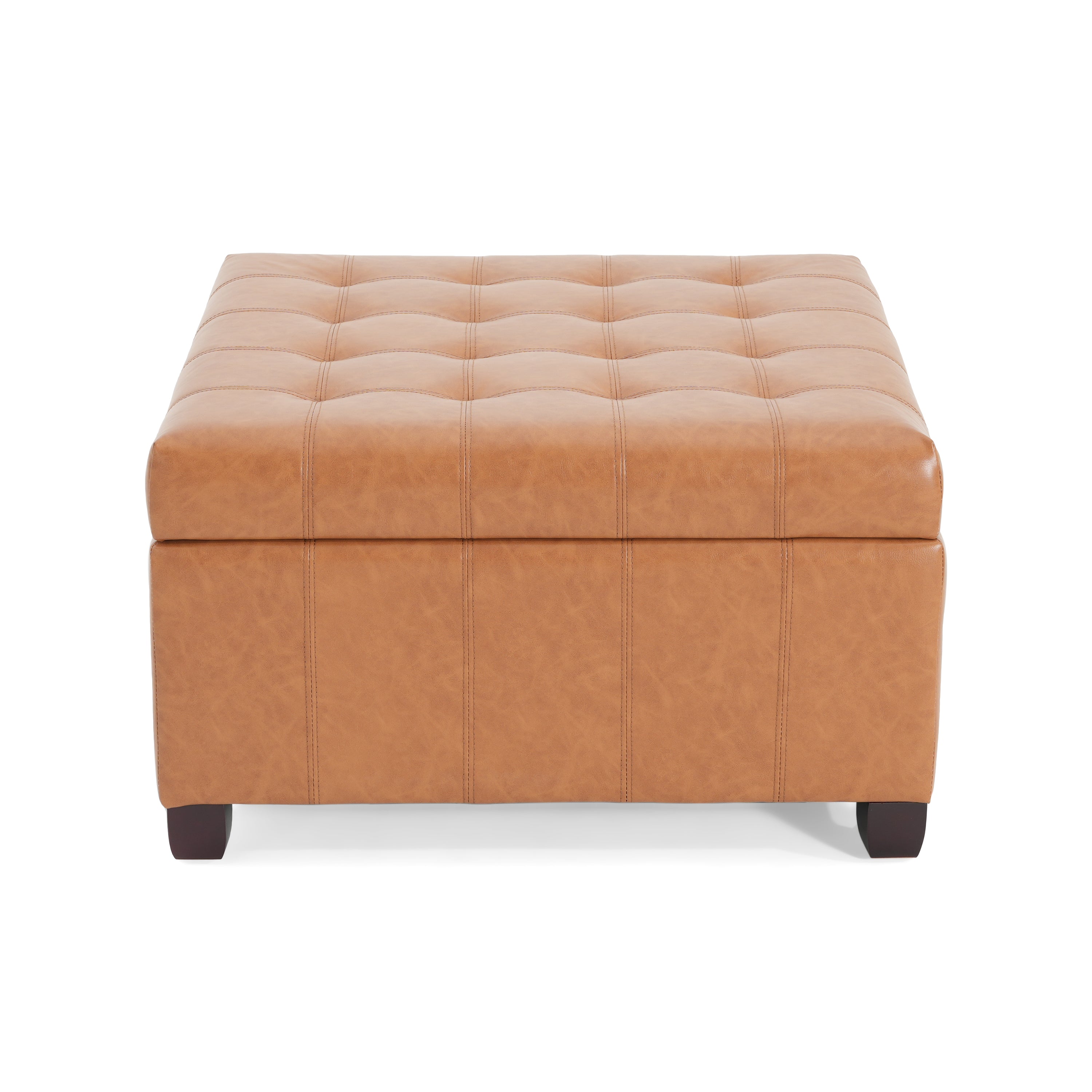 Tufted Square Storage Ottoman with Soft-Closing Hinges & Upholstered Lid
