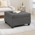 Tufted Square Storage Ottoman with Soft-Closing Hinges & Upholstered Lid