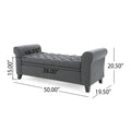 Contemporary Storage Ottoman Bench – Button-Tufted Diamond Stitch, Rolled Arms & Hidden Storage, 50” W