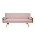 Christopher Knight Home Mid-Century Modern Tufted Fabric Sofa with Gold-Tipped Rubberwood Legs, Blush