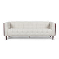 Stylish Mid-Century Modern Three-Seater Sofa with Button-Tufted Waffle Stitch