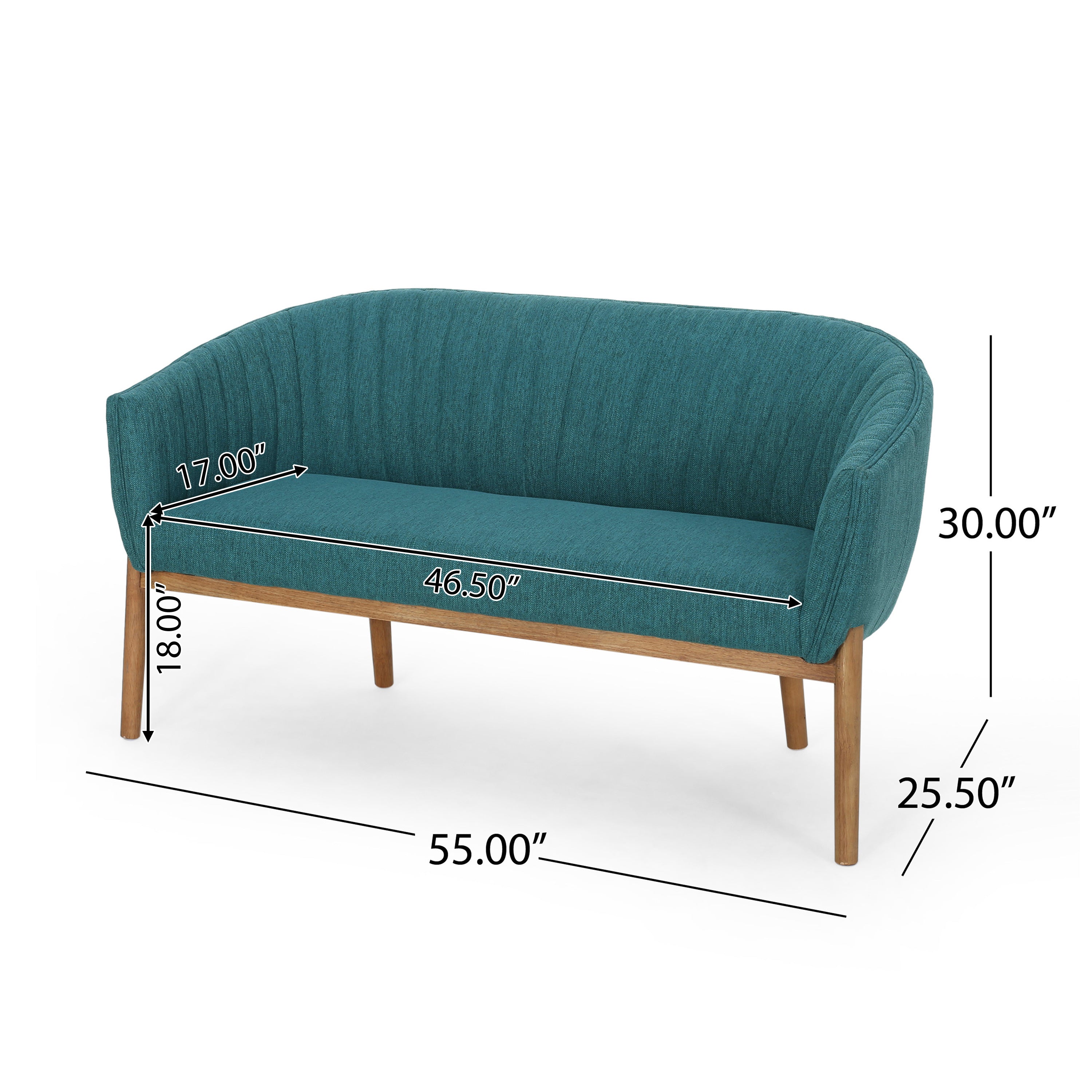 Mid-Century Modern Loveseat with Channel-Stitched Backrest & Rubberwood Legs – Upholstered Small Sofa