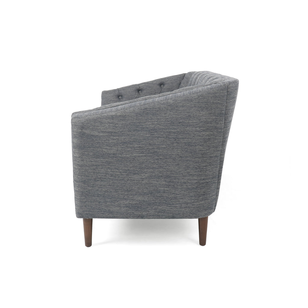 Tufted Loveseat with Birch Wood Legs – Modern Tub-Style Small Space Sofa