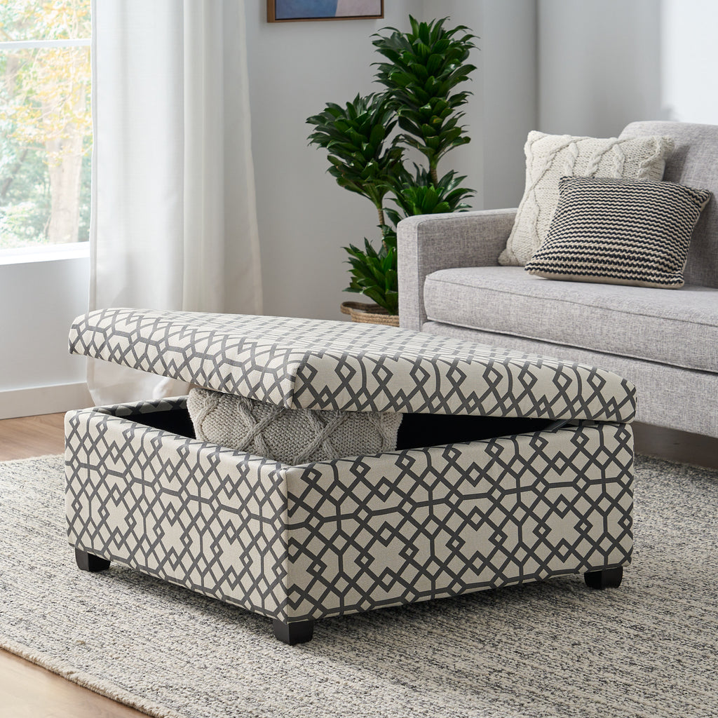 Christopher Knight Home Storage Ottoman with Patterned Upholstery & Hidden Storage Bench