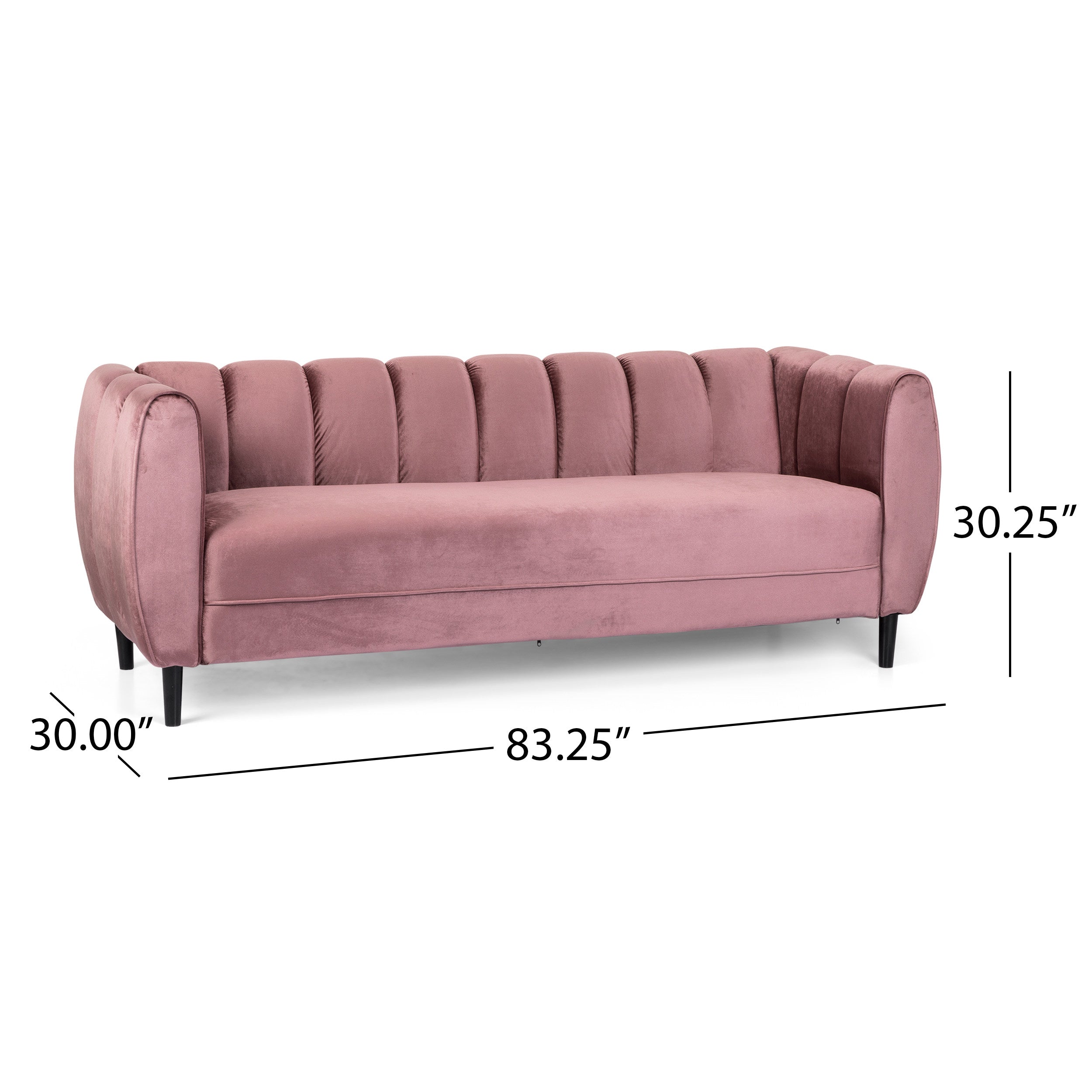 Modern Glam Velvet Sofa with Channel Stitching & Birch Wood Legs – Luxury Upholstered Living Room Couch