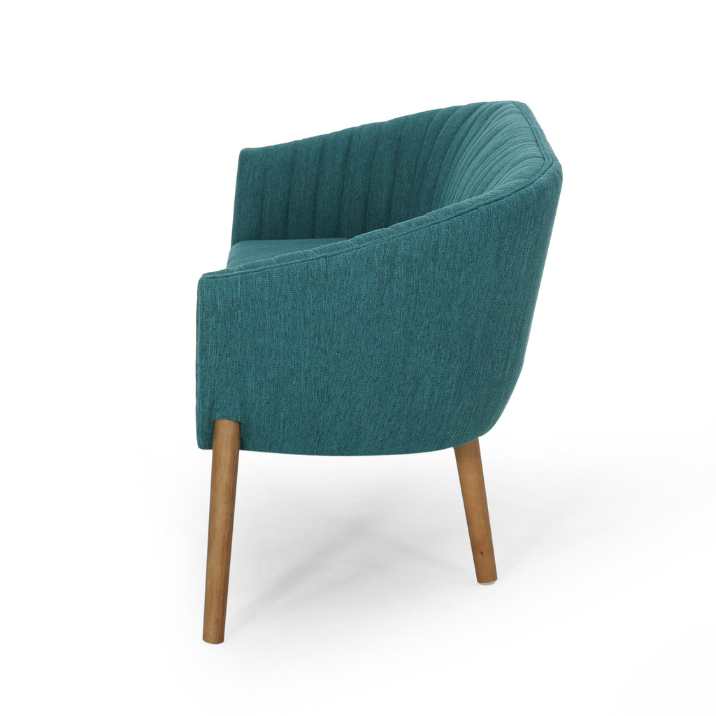 Mid-Century Modern Loveseat with Channel-Stitched Backrest & Rubberwood Legs – Upholstered Small Sofa