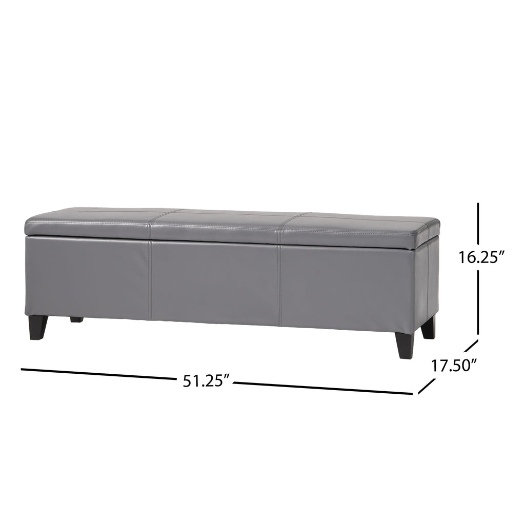 Christopher Knight Home 50" Faux Leather Tufted Storage Ottoman Bench with Hidden Storage