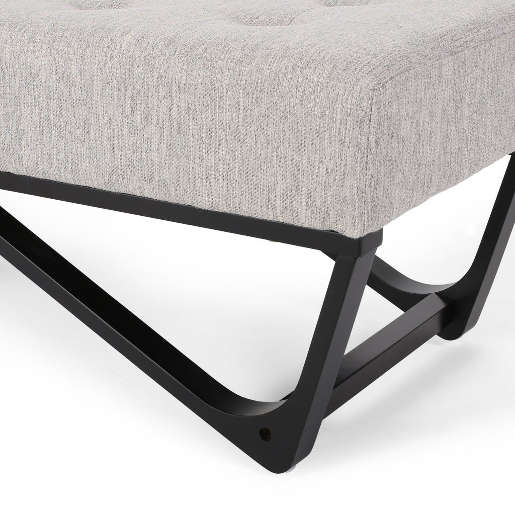 Christopher Knight Home Modern Upholstered Ottoman Bench with Tufted Waffle Stitch & Bentwood Base