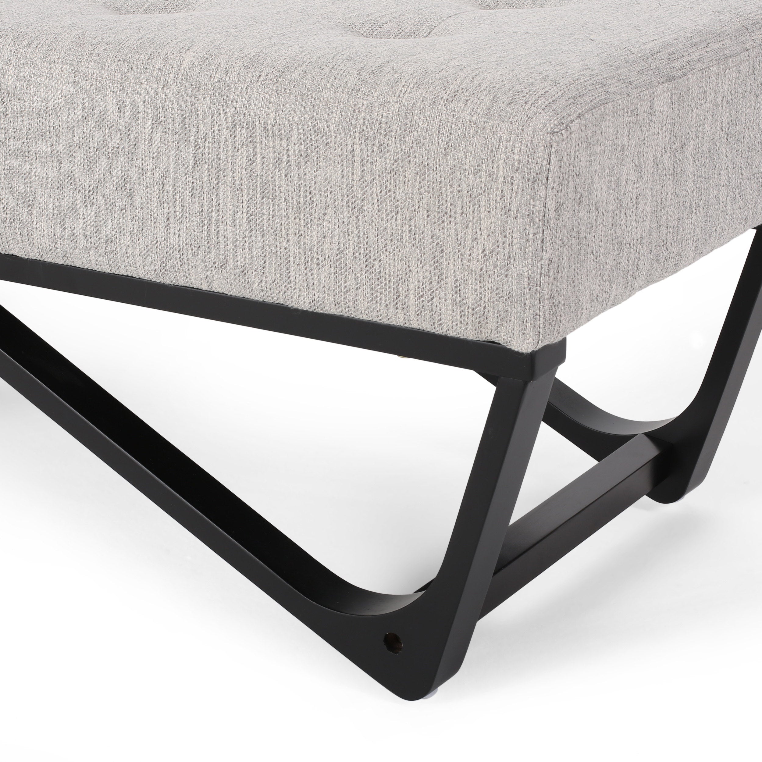 Christopher Knight Home Modern Upholstered Ottoman Bench with Tufted Waffle Stitch & Bentwood Base