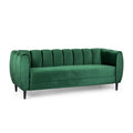 Modern Glam Velvet Sofa with Channel Stitching & Birch Wood Legs – Luxury Upholstered Living Room Couch