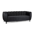 Modern Glam Velvet Sofa with Channel Stitching & Birch Wood Legs – Luxury Upholstered Living Room Couch