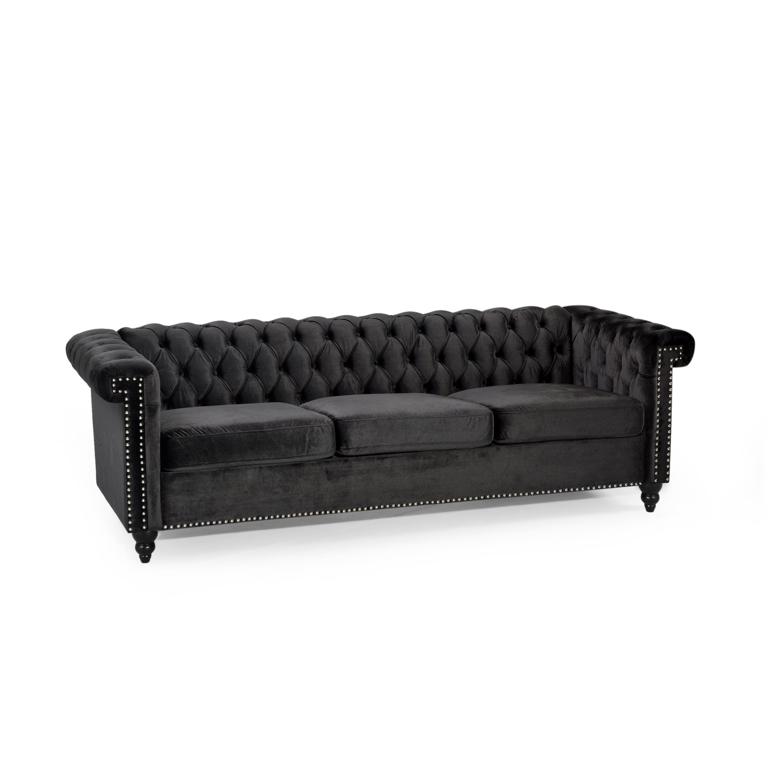 Chesterfield-Style Sofa with Deep Button Tufting & Nailhead Trim – Classic Upholstered Living Room Couch