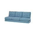 Contemporary 3-Seater Sofa with Button-Tufted Waffle Stitch & Tapered Rubberwood Legs