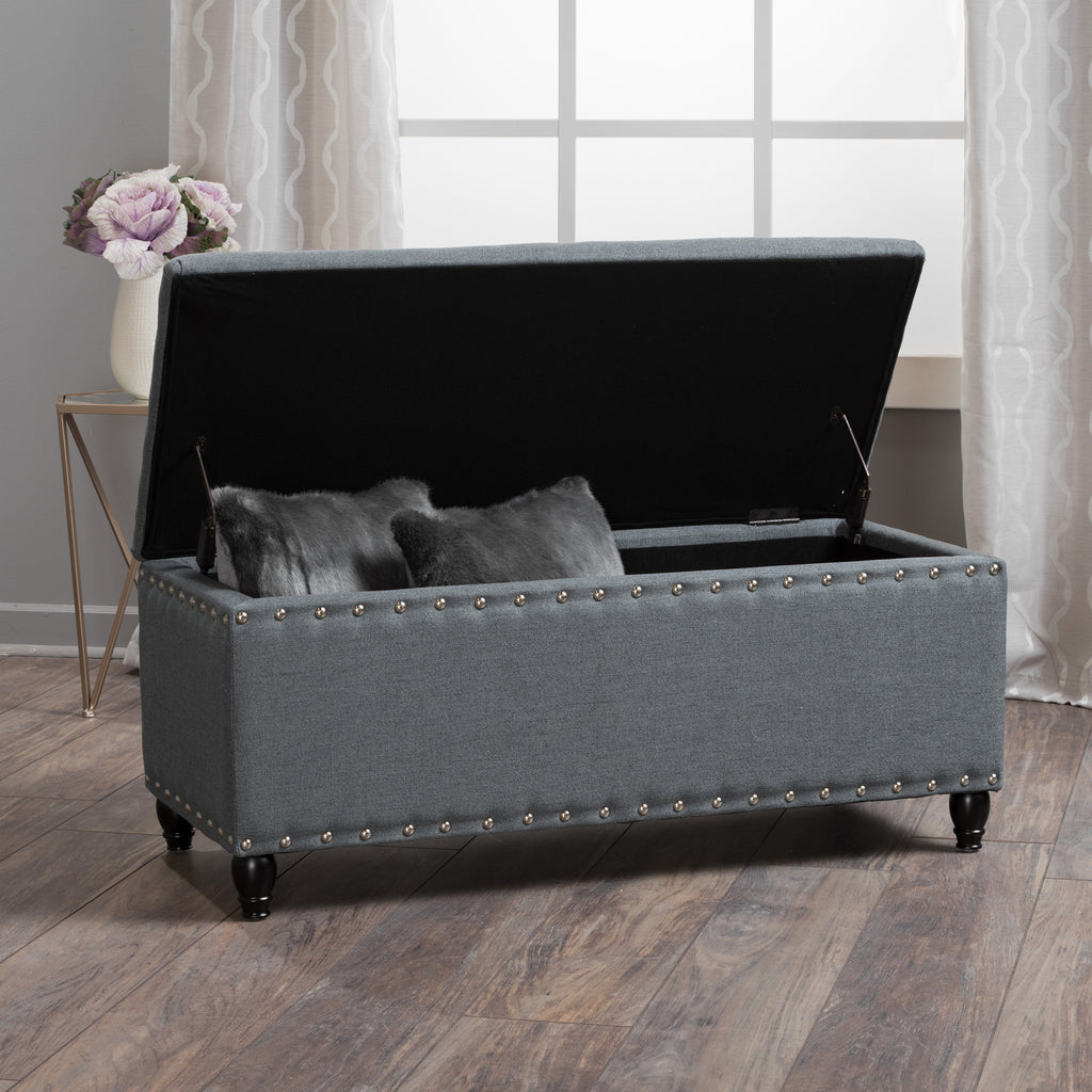 Christopher Knight Home 50" Faux Leather Tufted Storage Ottoman Bench with Hidden Storage