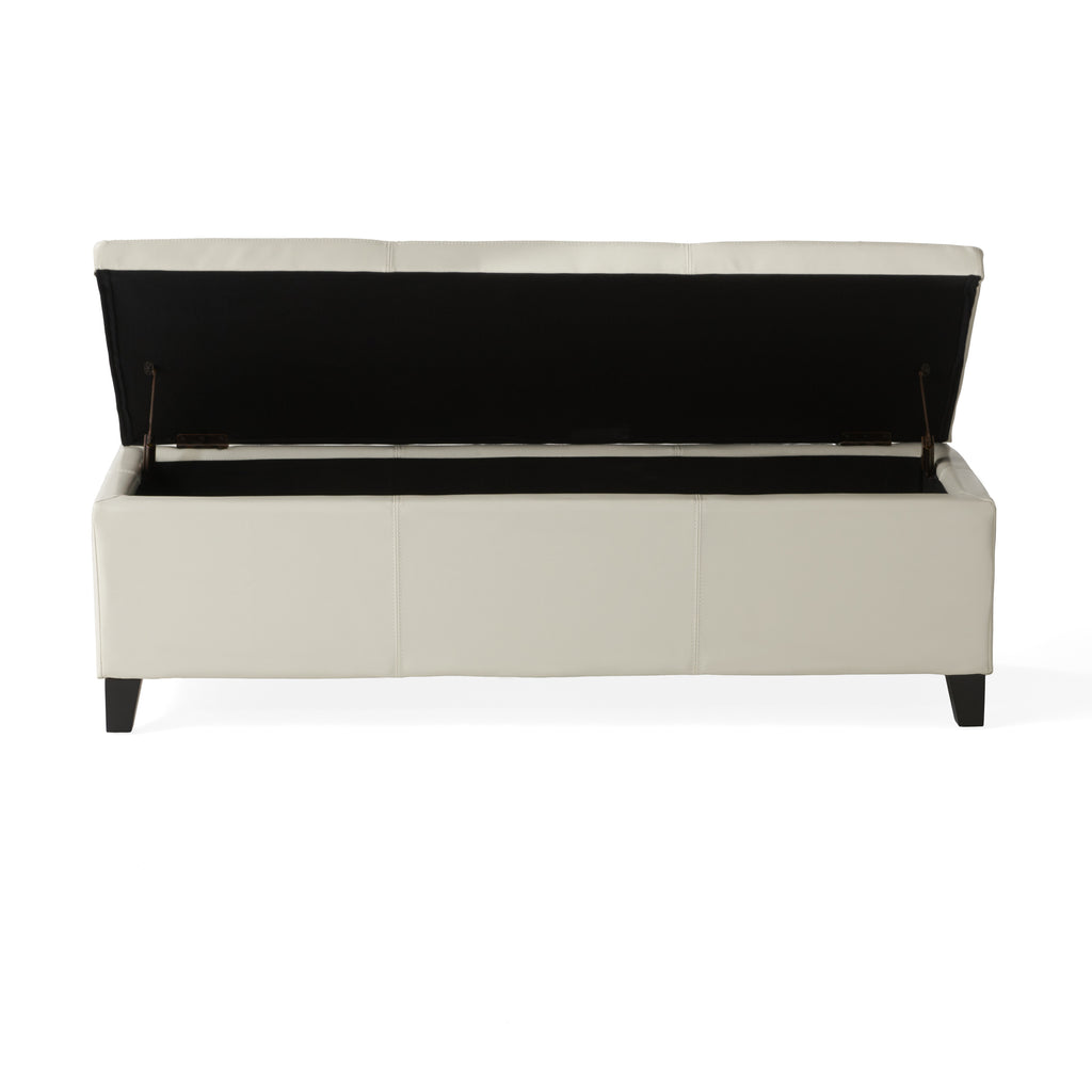 Christopher Knight Home 50" Faux Leather Tufted Storage Ottoman Bench with Hidden Storage