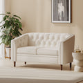 Tufted Loveseat with Birch Wood Legs – Modern Tub-Style Small Space Sofa