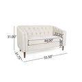 Tufted Loveseat with Birch Wood Legs – Modern Tub-Style Small Space Sofa