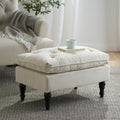 Christopher Knight Home Rectangular Tufted Pillow-Top Ottoman with Birchwood Frame & Turned Legs