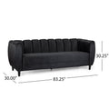 Modern Glam Velvet Sofa with Channel Stitching & Birch Wood Legs – Luxury Upholstered Living Room Couch