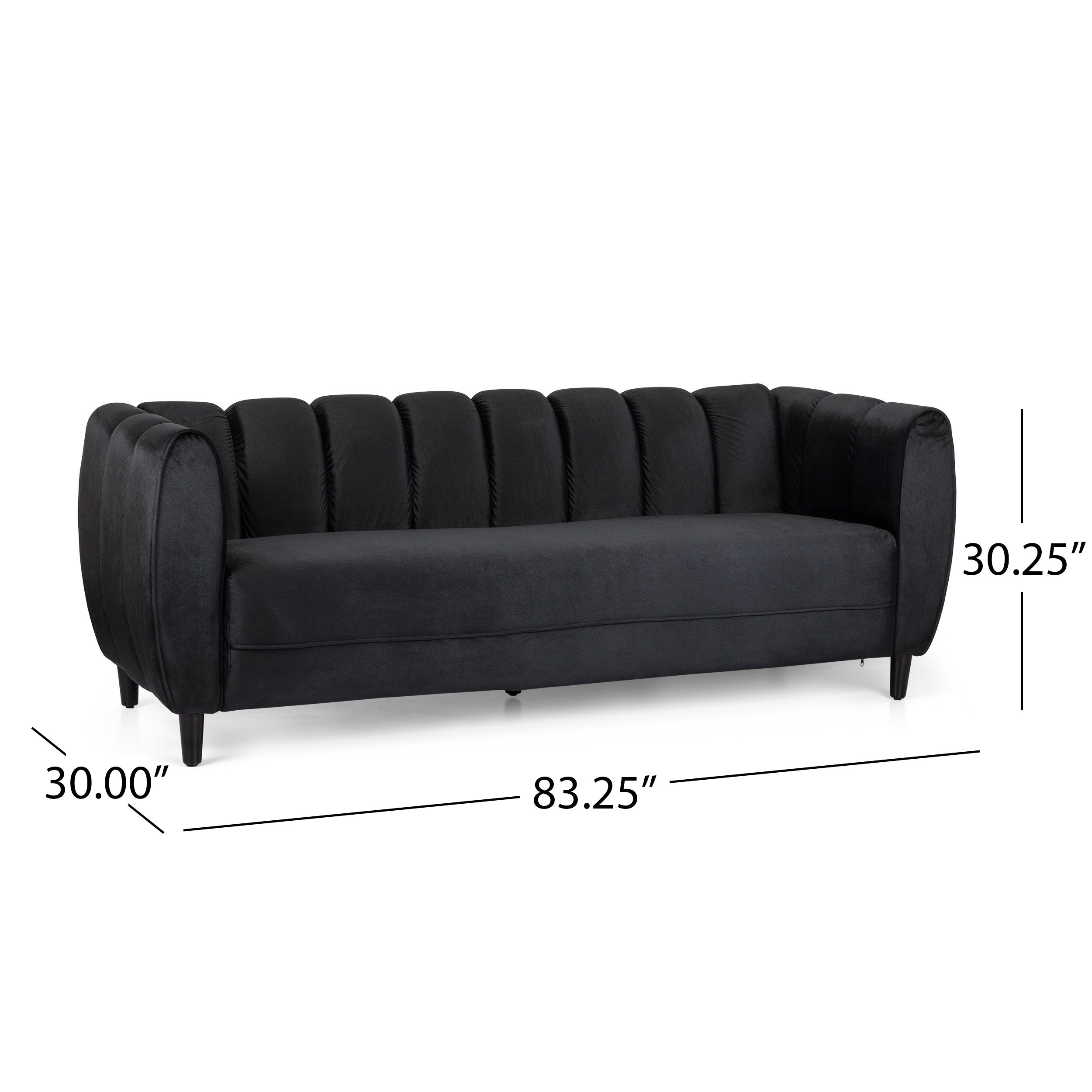 Modern Glam Velvet Sofa with Channel Stitching & Birch Wood Legs – Luxury Upholstered Living Room Couch