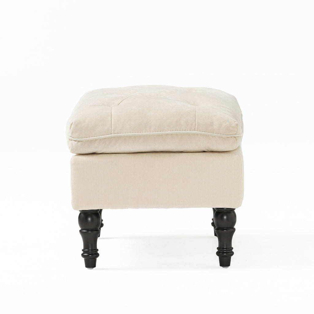 Christopher Knight Home Rectangular Tufted Pillow-Top Ottoman with Birchwood Frame & Turned Legs