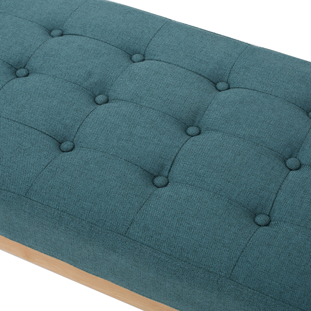 Christopher Knight Home Mid-Century Modern Tufted Upholstered Bench with Birch Wood Legs