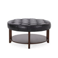 Christopher Knight Home 32" Round Ottoman with Button Tufting & Open Shelf – Modern Coffee Table