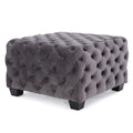 Modern Glam Velvet Ottoman – Button-Tufted Diamond Stitch, Coffee Table & Extra Seating, 29” Square