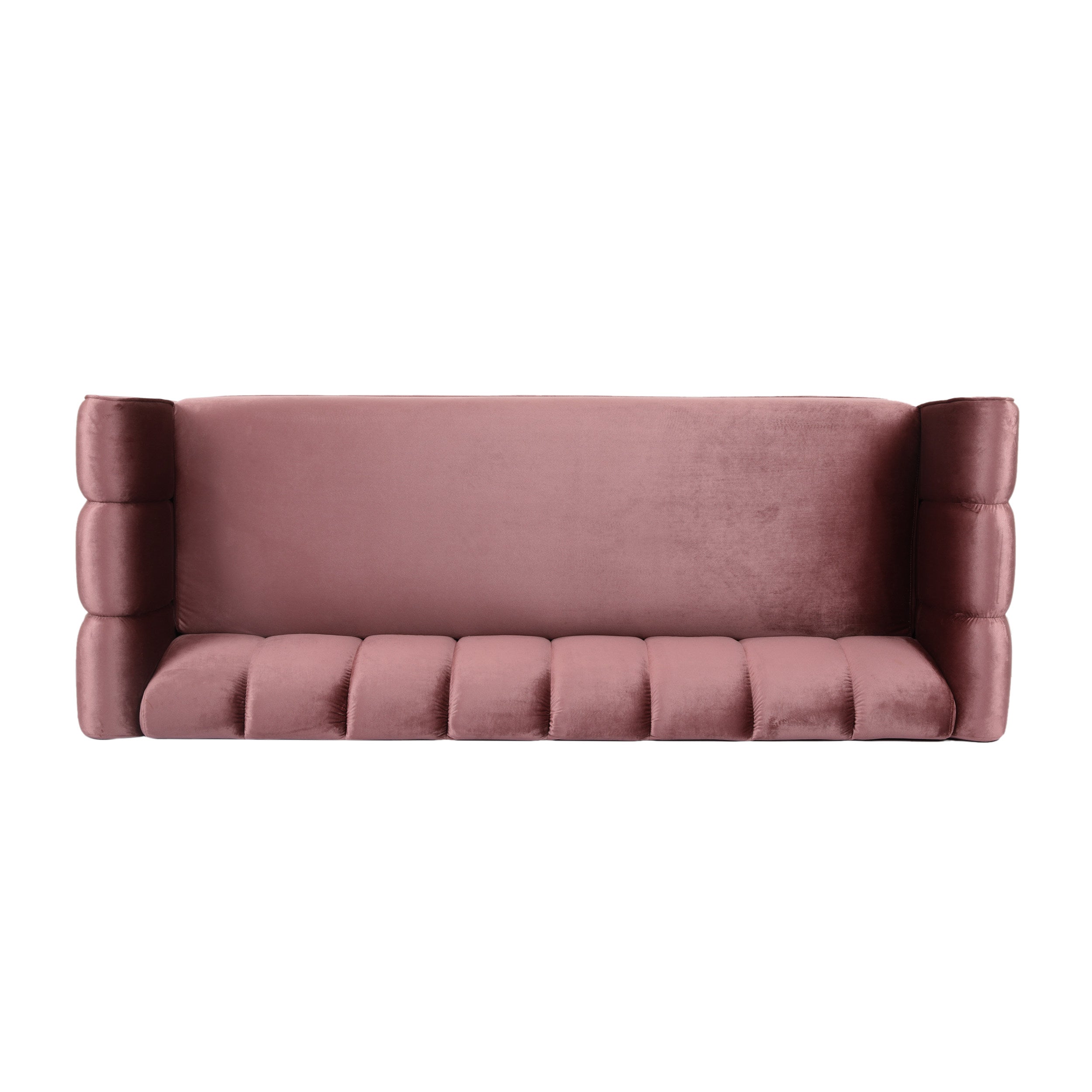 Modern Glam Velvet Sofa with Channel Stitching & Birch Wood Legs – Luxury Upholstered Living Room Couch