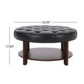 Christopher Knight Home 32" Round Ottoman with Button Tufting & Open Shelf – Modern Coffee Table