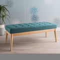Christopher Knight Home Mid-Century Modern Tufted Upholstered Bench with Birch Wood Legs