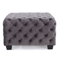Modern Glam Velvet Ottoman – Button-Tufted Diamond Stitch, Coffee Table & Extra Seating, 29” Square