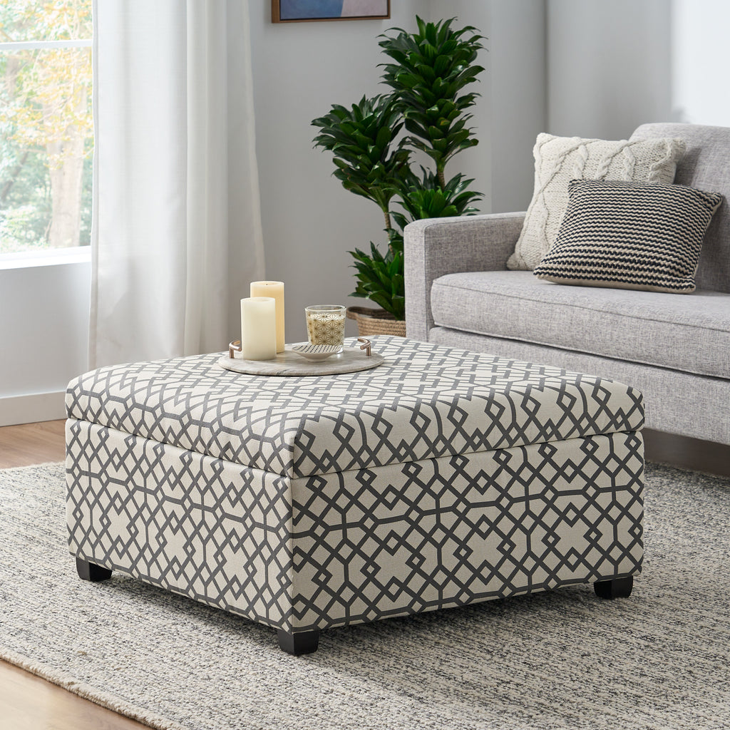 Christopher Knight Home Storage Ottoman with Patterned Upholstery & Hidden Storage Bench