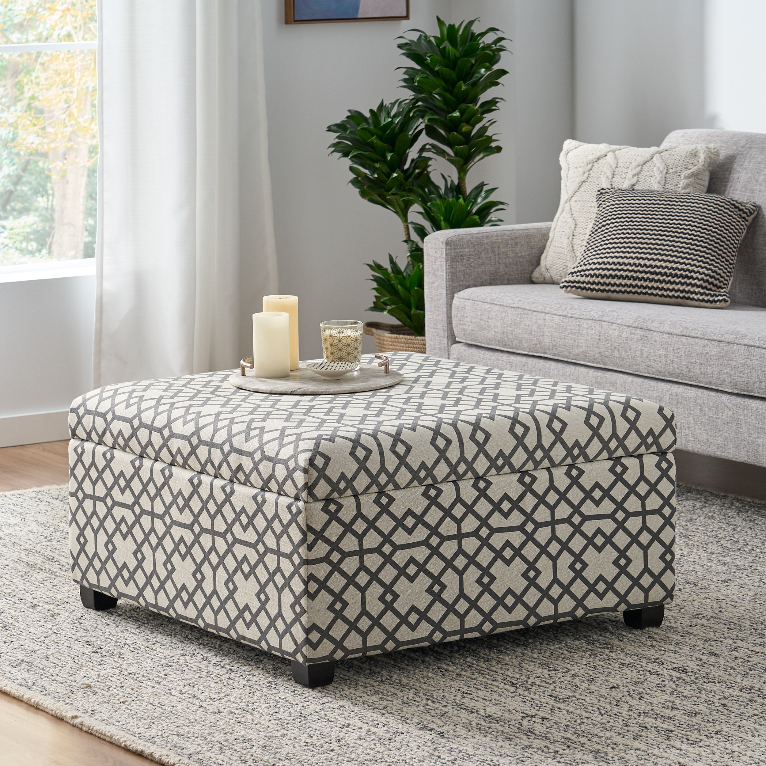 Christopher Knight Home Storage Ottoman with Patterned Upholstery & Hidden Storage Bench