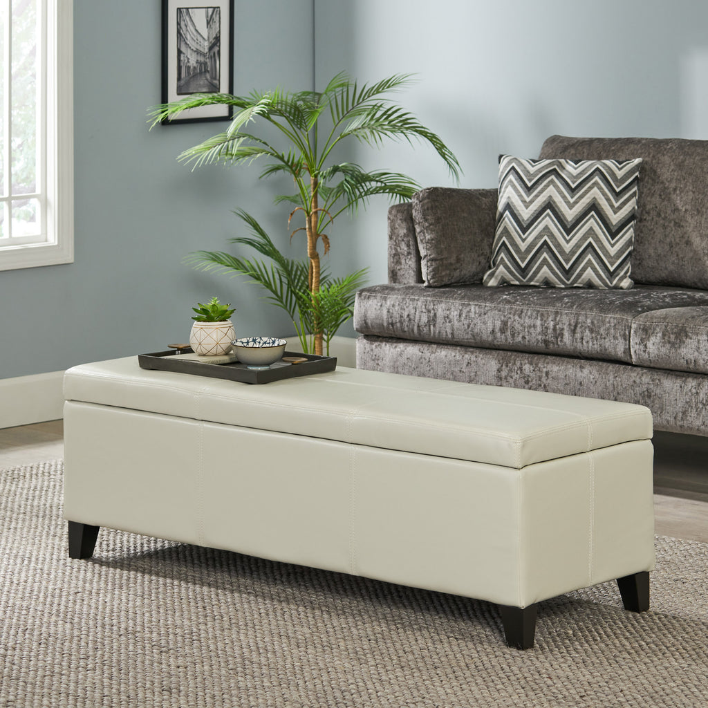 Christopher Knight Home 50" Faux Leather Tufted Storage Ottoman Bench with Hidden Storage